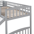 Cama tipo loft individual con escalera, dos cajones y tobogán