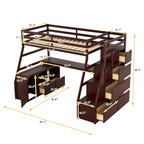 Twin Size Loft Bed with 7 Drawers 2 Shelves and Desk