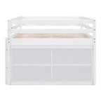 Cama alta de tamaño completo con escritorio retráctil y 4 cajones, cama alta de madera con escritorio lateral portátil y estantes