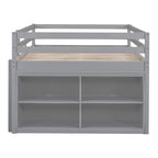 Cama alta de tamaño completo con escritorio retráctil y 4 cajones, cama alta de madera con escritorio lateral portátil y estantes