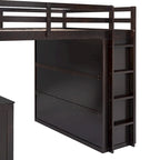 Cama alta de tamaño completo con cajones, escritorio y armario