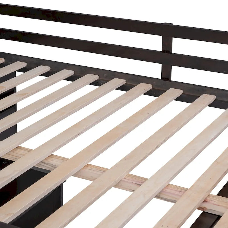 Cama alta de tamaño completo con cajones, escritorio y armario