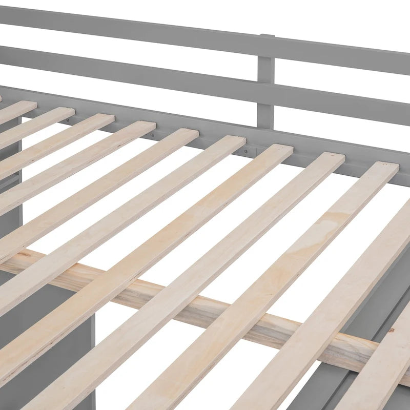 Cama alta de tamaño completo con cajones, escritorio y armario