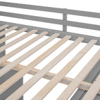 Cama alta de tamaño completo con cajones, escritorio y armario