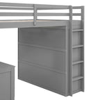 Cama alta de tamaño completo con cajones, escritorio y armario