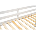 Cama baja tipo loft de madera tamaño Twin con escalera que se puede colocar a la izquierda o a la derecha, Gris