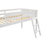 Cama baja tipo loft de madera tamaño Twin con escalera que se puede colocar a la izquierda o a la derecha, Gris