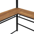 Cama alta de metal con escritorio en forma de L debajo de la cama y 3 estantes de almacenamiento, escalera móvil, cama alta