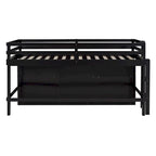 Cama alta de madera maciza espresso tamaño twin con 4 cajones, armario inferior y estantes