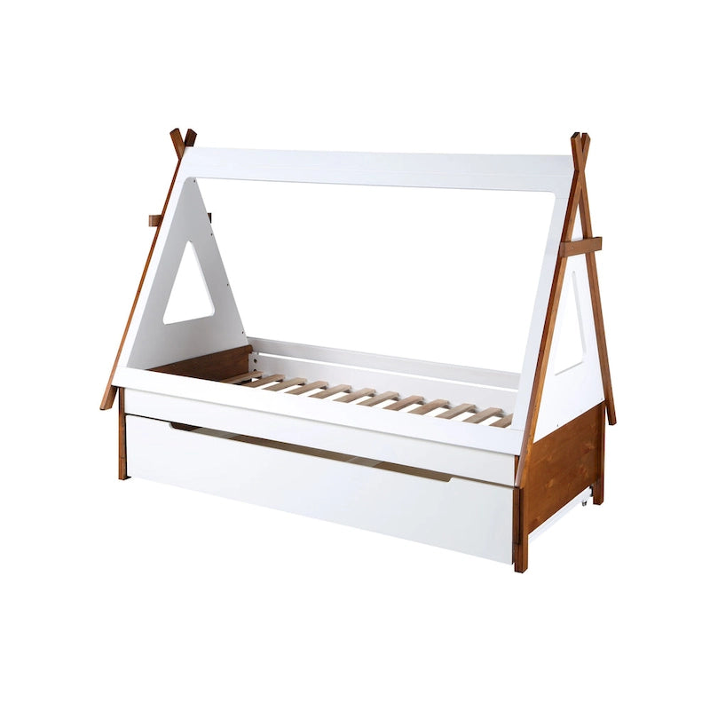 Cama Tipi Doble de Madera Sintética con Nido, Diseño Minimalista con Almacenamiento, Ahorra Espacio, para Habitación Infantil