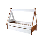 Cama Tipi Doble de Madera Sintética con Nido, Diseño Minimalista con Almacenamiento, Ahorra Espacio, para Habitación Infantil