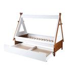 Cama Tipi Doble de Madera Sintética con Nido, Diseño Minimalista con Almacenamiento, Ahorra Espacio, para Habitación Infantil