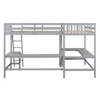 Twin L-Shaped Loft Bed with Desks