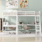 Cama alta individual en forma de L con escritorios
