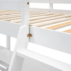 Cama alta individual en forma de L con escritorios