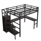 Cama alta de metal Twin XL con escritorio en forma de L, USB y LED para niños y adolescentes