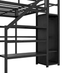 Cama alta de metal Twin XL con escritorio en forma de L, USB y LED para niños y adolescentes