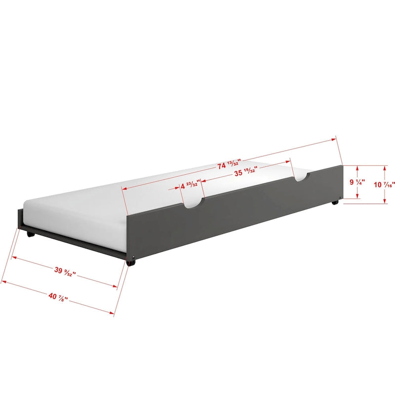 Cama Full Contempo en Gris Oscuro con Cama Nido Doble