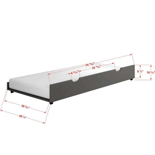 Cama Full Contempo en Gris Oscuro con Cama Nido Doble
