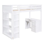 Loft Bed with Ladder, Shelves, and Desk