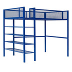 Cama alta de metal con estantes y almacenamiento de 4 niveles
