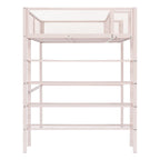 Cama alta de metal con estantes y almacenamiento de 4 niveles
