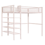 Cama alta de metal con estantes y almacenamiento de 4 niveles
