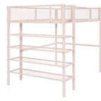 Cama alta de metal con estantes y almacenamiento de 4 niveles