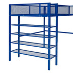 Cama alta de metal con estantes y almacenamiento de 4 niveles