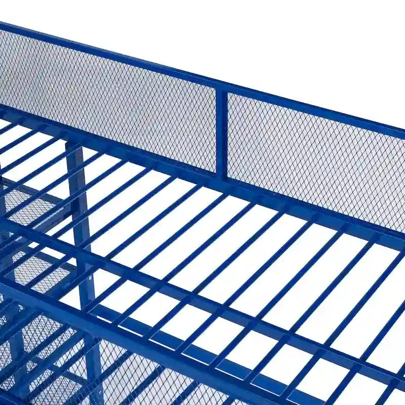 Cama alta de metal con estantes y almacenamiento de 4 niveles