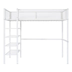 Cama alta de metal con estantes y almacenamiento de 4 niveles
