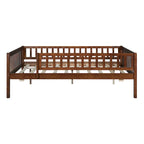 Cama de día de madera de tamaño completo con cama nido y barandillas de seguridad