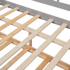 Cama de día doble con cama nido individual, estructura de cama doble de madera con barandillas en tres lados