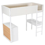 Cama alta Twin de forro polar Teddy con escritorio y cajones