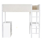 Cama alta Twin de forro polar Teddy con escritorio y cajones