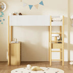 Cama alta Twin de forro polar Teddy con escritorio y cajones