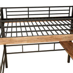 Cama alta metálica de tamaño completo con escritorio incorporado