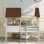 Cama baja de madera con 2 ventanas laterales