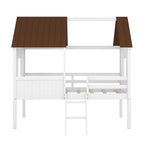 Cama baja de madera con 2 ventanas laterales