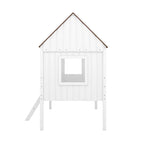 Cama baja de madera con 2 ventanas laterales