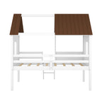 Cama baja de madera con 2 ventanas laterales
