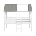 Cama baja de madera con 2 ventanas laterales