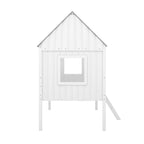 Cama baja de madera con 2 ventanas laterales