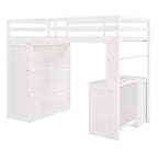 Cama alta multifuncional doble/matrimonial con cajones, escritorio y armario - Área de estudio que ahorra espacio