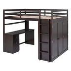 Cama alta multifuncional doble/matrimonial con cajones, escritorio y armario - Área de estudio que ahorra espacio