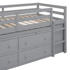 Cama alta individual con escritorio y cajones