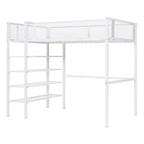 Cama alta moderna de metal, tamaño individual, con estantes de 4 niveles y almacenamiento