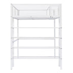Cama alta moderna de metal, tamaño individual, con estantes de 4 niveles y almacenamiento