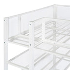 Cama alta moderna de metal, tamaño individual, con estantes de 4 niveles y almacenamiento