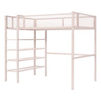 Cama alta moderna de metal, tamaño individual, con estantes de 4 niveles y almacenamiento